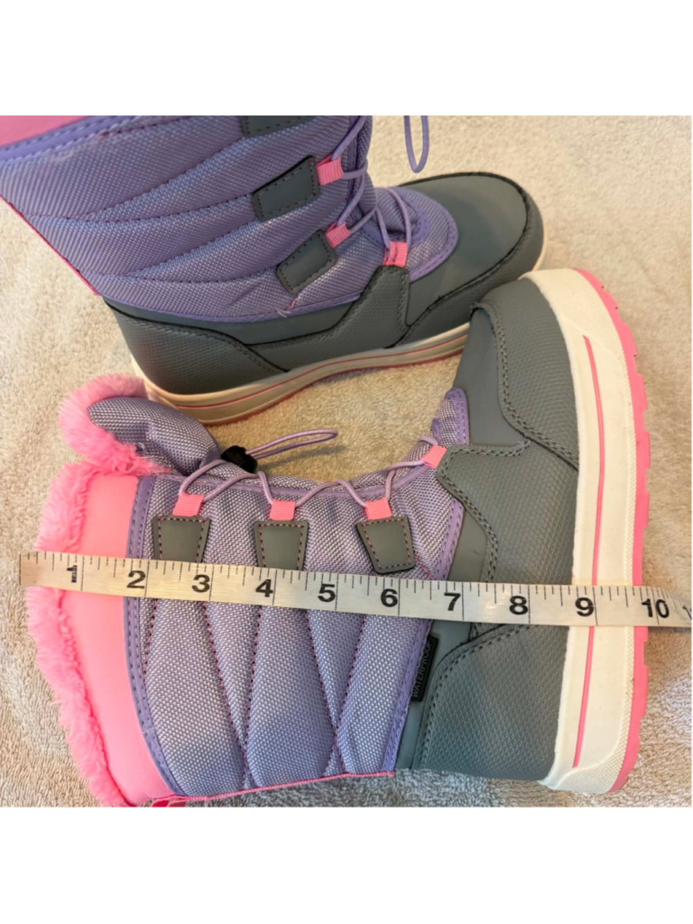 Girls Wonder Nation Waterproof Snow Boots Size 2 Purple Grey - Picture 14 of 15